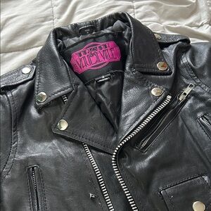 Kids Black Leather Jacket